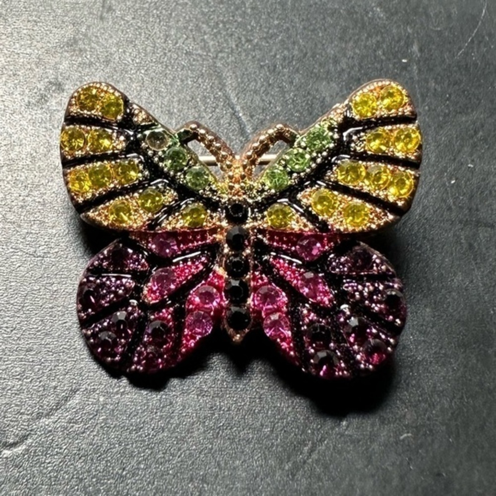 Butterfly Brooch multicolored Stones